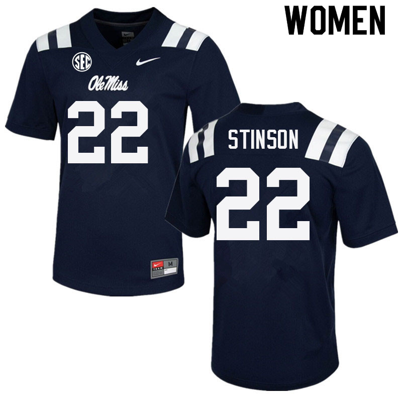 Jarell Stinson Ole Miss Rebels NCAA Women's Navy #22 Stitched Limited College Football Jersey MIV0758KD